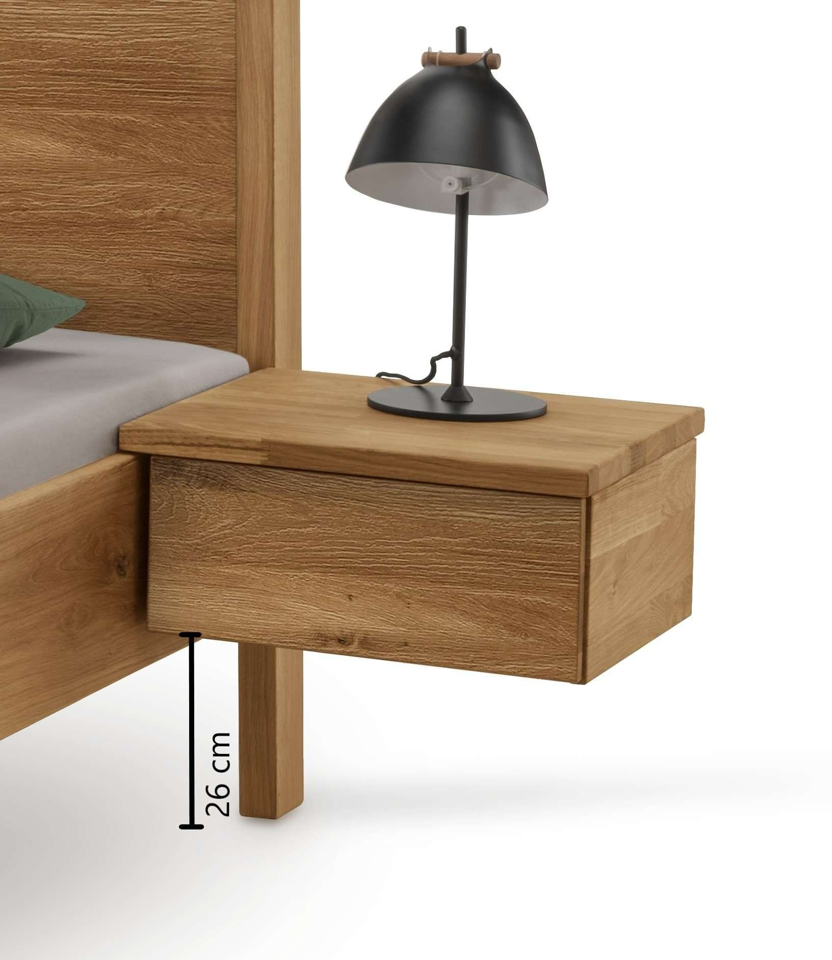 Home affaire Schlafzimmer-Set Huven Schlafzimmer, (3-tlg), Massivholzbett aus Eiche mit 2 Nachttische, FSC®-zertifiziert, stabil