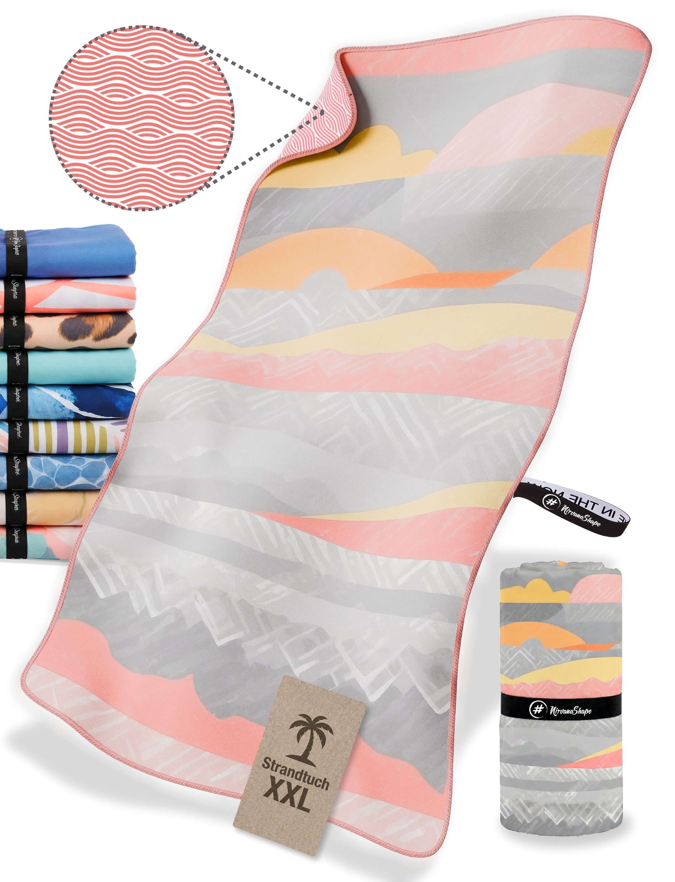 NirvanaShape Strandtuch Reise Handtuch Strandtuch XXL - Strandhandtuch, Mikrofaser Badetuch