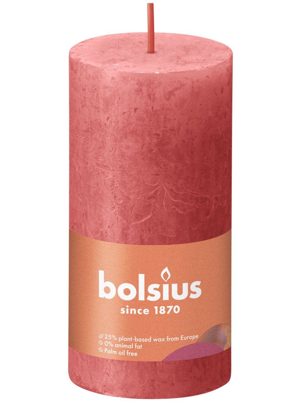 Bolsius Stumpenkerze Bolsius Rustik Stumpenkerze rosa Blüte, Höhe: 10