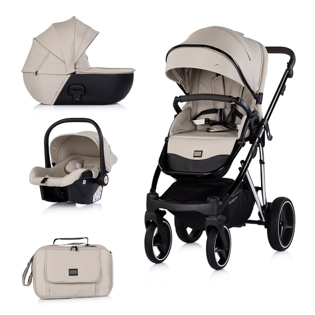 Chipolino Kombi-Kinderwagen Imperium 3 in 1, Aluminium, Isofix, i-Size, 5-Punkt-Gurt, 3-Punkt-Gurt, Babywanne
