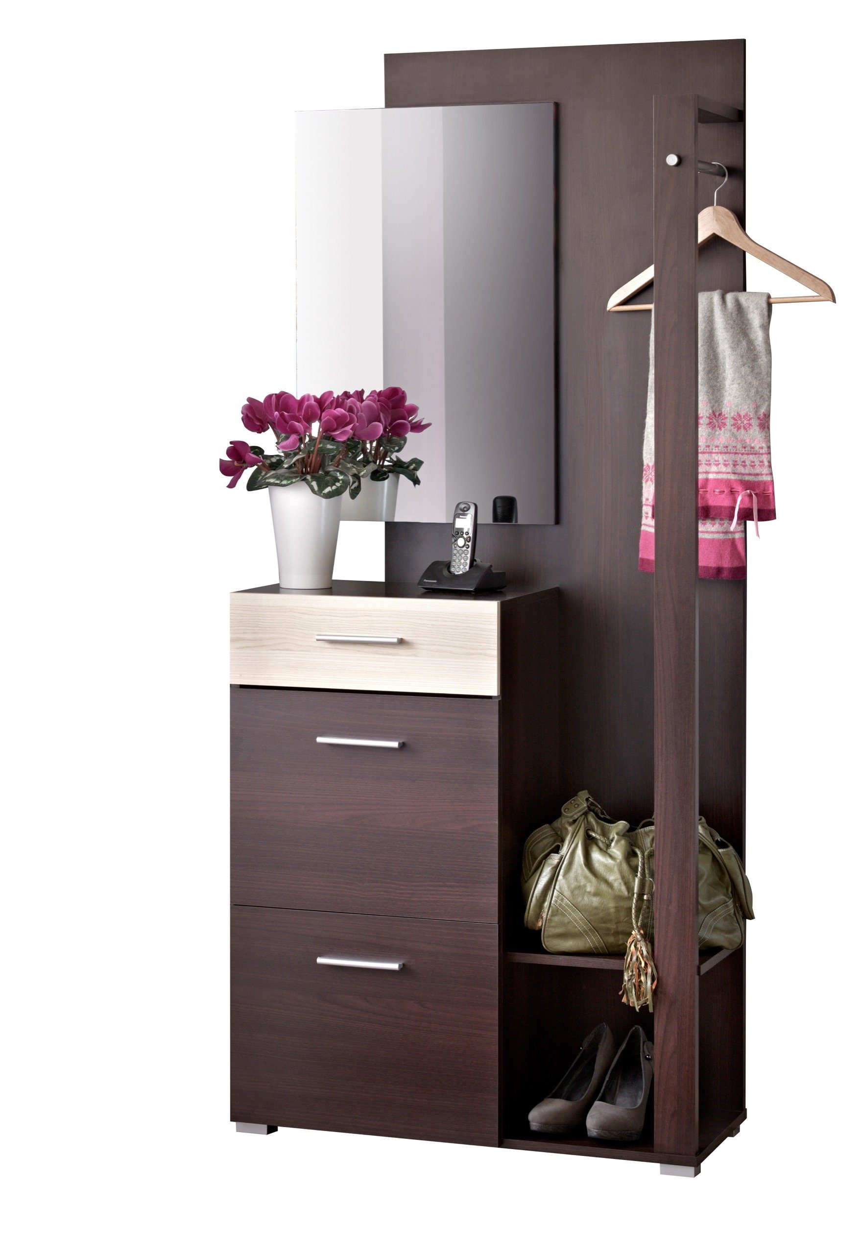 ASM-Moebel Garderoben-Set Flurgarderobe Garderoben Schuhschrank CUBA mit Spiegel, Mit Spiegel