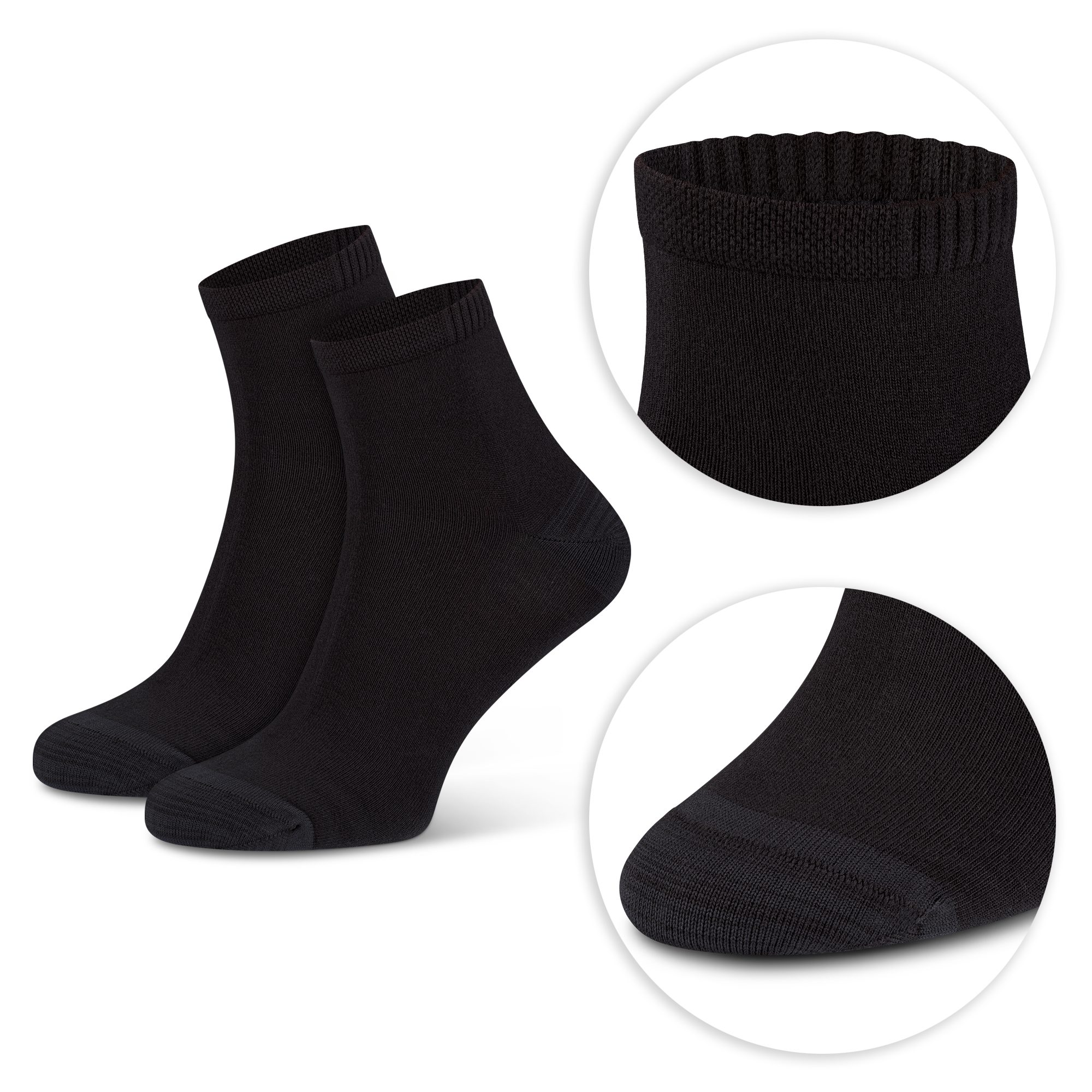 footart Kurzsocken Bambus Viskose Socken 3 Paar Bambussocken Softrand (6-Paar, 6 Paar) verstärkte Ferse und Spitze, Softrand Komfortbund, handgekettelt