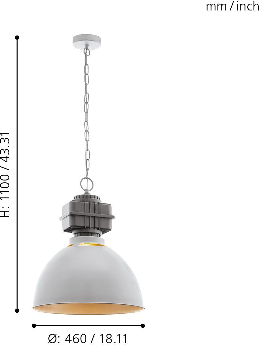 Hängeleuchte, E27 Leuchtmittel, EGLO Wohnzimmerlampe, ohne Pendelleuchte Hängelampe cm, 46 ROCKINGHAM, Esstischlampe,