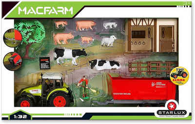 STARLUX Spielfahrzeug-Erweiterung Farm Set Tierstall Claas Trecker Traktor Anhänger Tiere Zaun