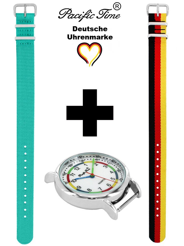 Design Match Versand und Gratis First Kinder Quarzuhr Wechselarmband, türkis Deutschland Armbanduhr Time und - Pacific Lernuhr Mix Set