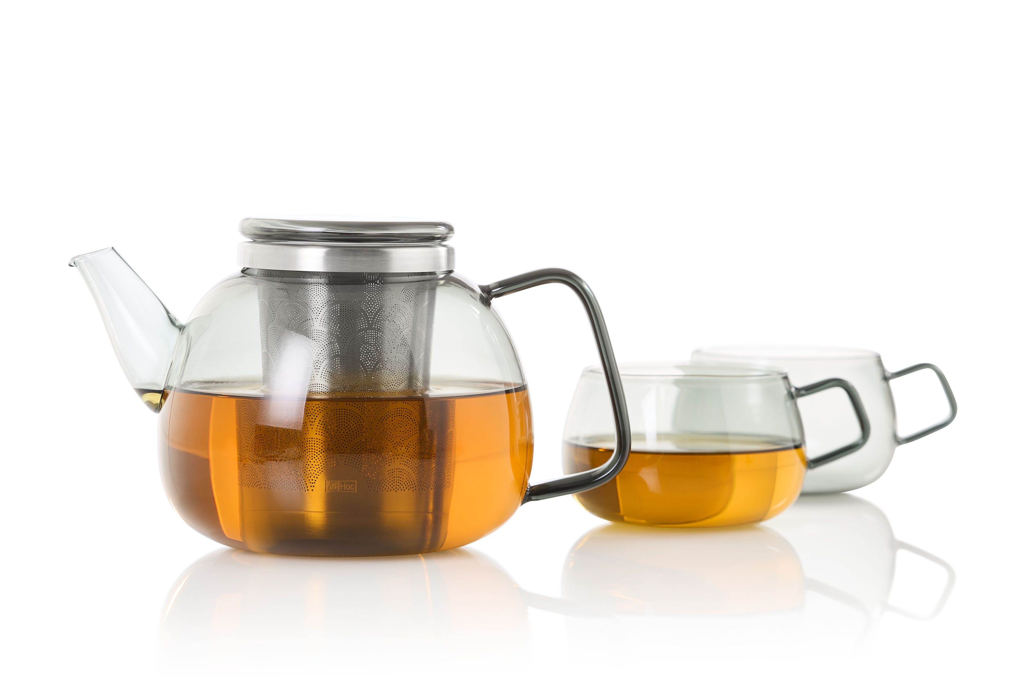 AdHoc Tasse Set aus zwei Tassen mit Griff Yuna, 2-tlg., Borosilikatglas, mundgeblasenes Unikat in Rauchgrau – Bild 4 von 4