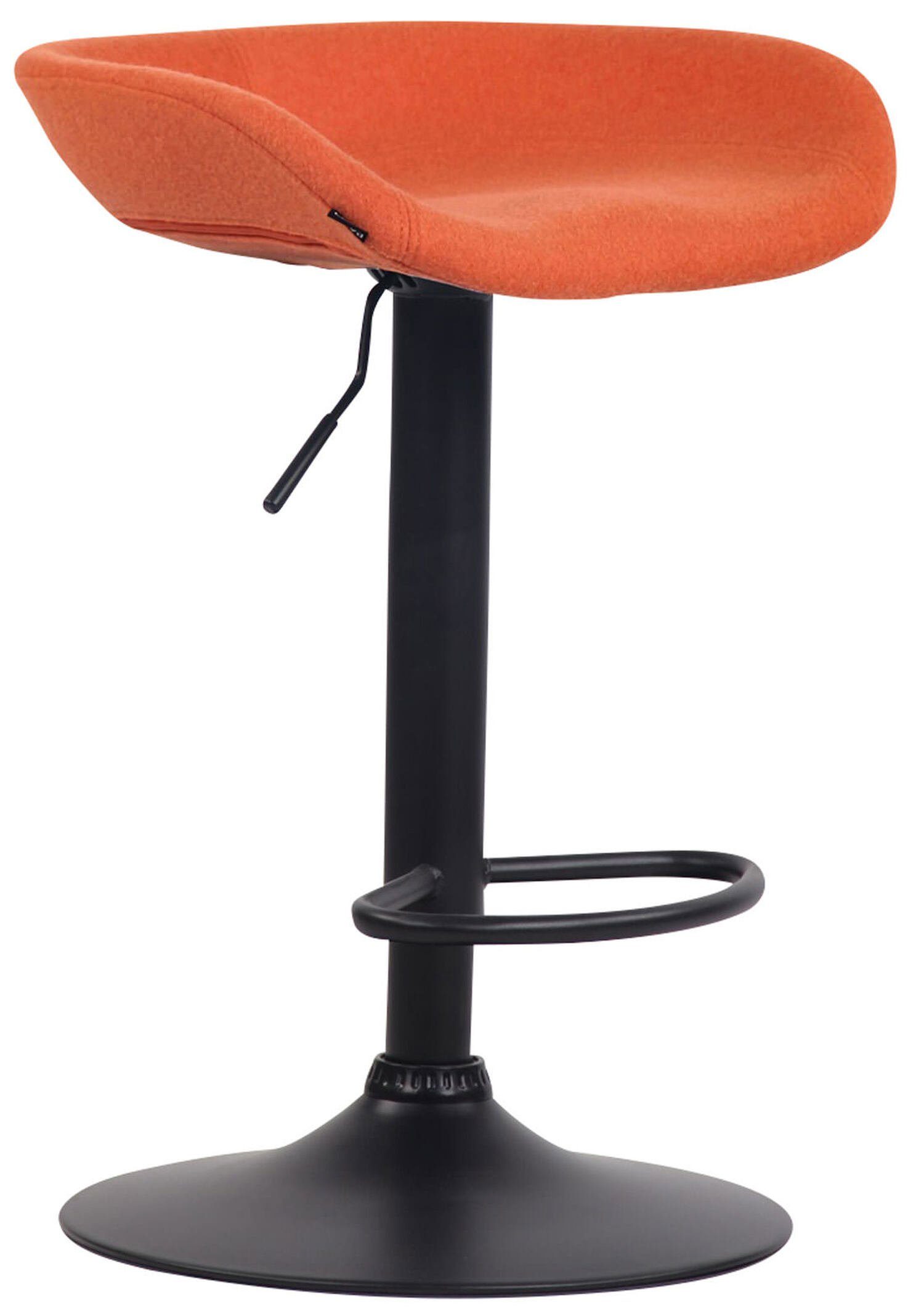 TPFLiving Barhocker Anna mit angenehmer Fußstütze (Barstuhl Hocker für Theke & Küche - 360° drehbar und höhenverstellbar), Gestell Metall chrom - Sitzfläche: Filz Orange