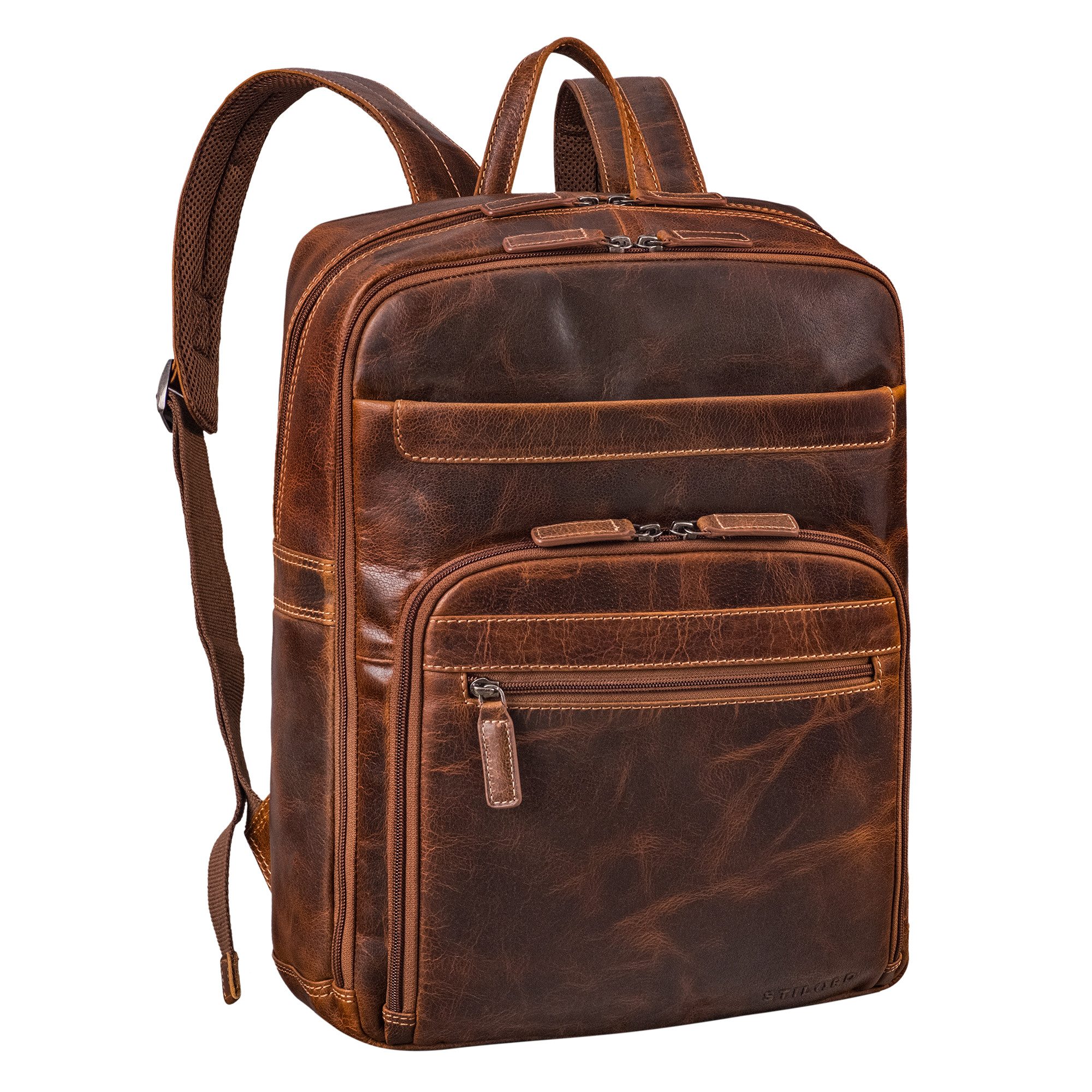 STILORD Notebookrucksack "Quinten" Stilvoller Leder Laptop Rucksack 16 Zoll für Herren & Damen