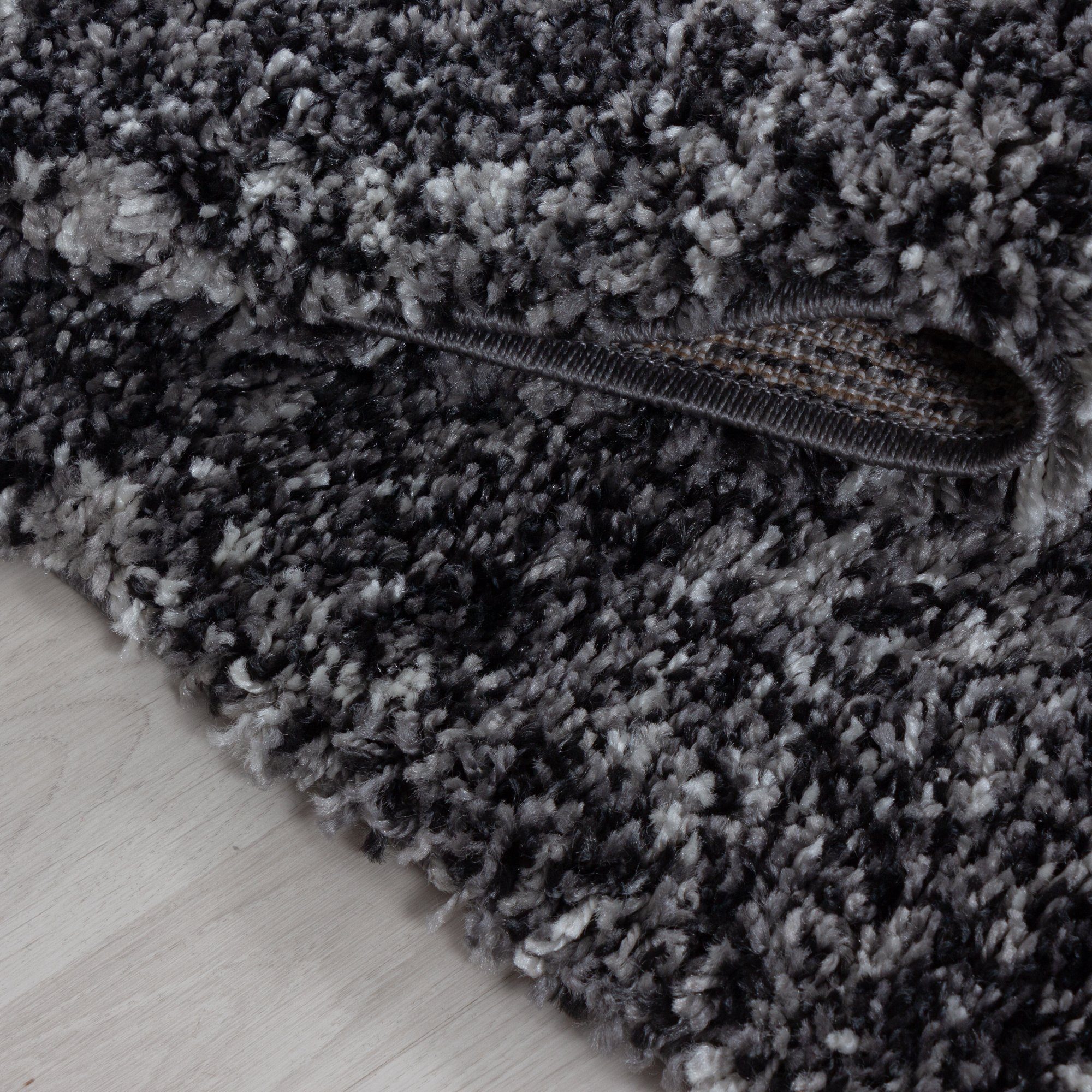 Hochflor-Teppich Meliert Meliert Runder Design größen Carpetsale24, Wohnzimmer Höhe: Anthrazit farben und 30 mm, Rund, Design, versch. Teppich