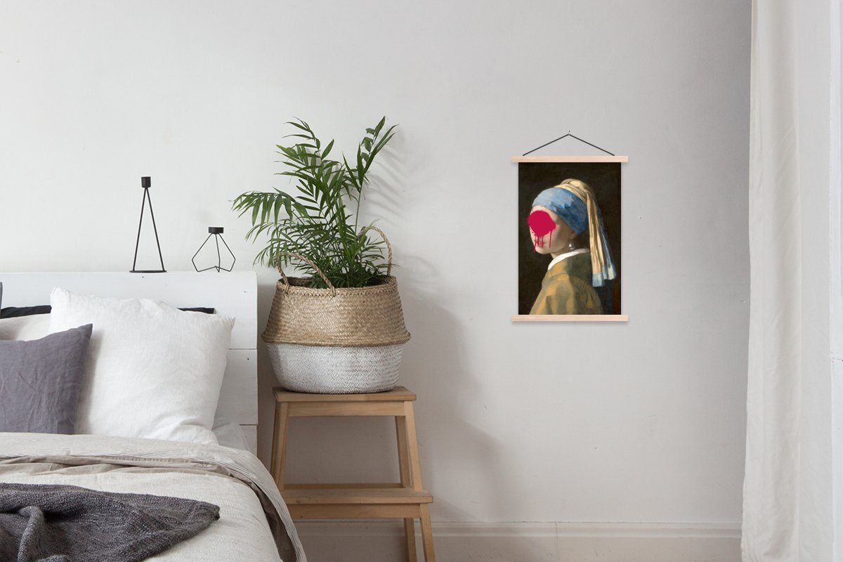 St), Bilderleiste, Vermeer Magnetisch - (1 Wohnzimmer, Perlenohrring dem für Das Poster Textilposter MuchoWow - Posterleiste, mit Mädchen Johannes Rosa,