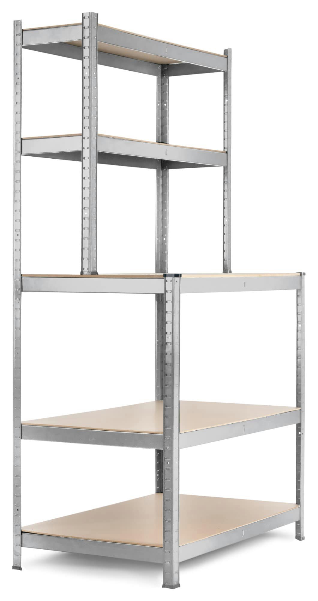 Stagecaptain Werkbank Werkbankregal - Robustes Steckregal für Werkstatt, Lagerraum, Keller, (WBR-175, 1-tlg), Tragkraft gesamt: 625 kg