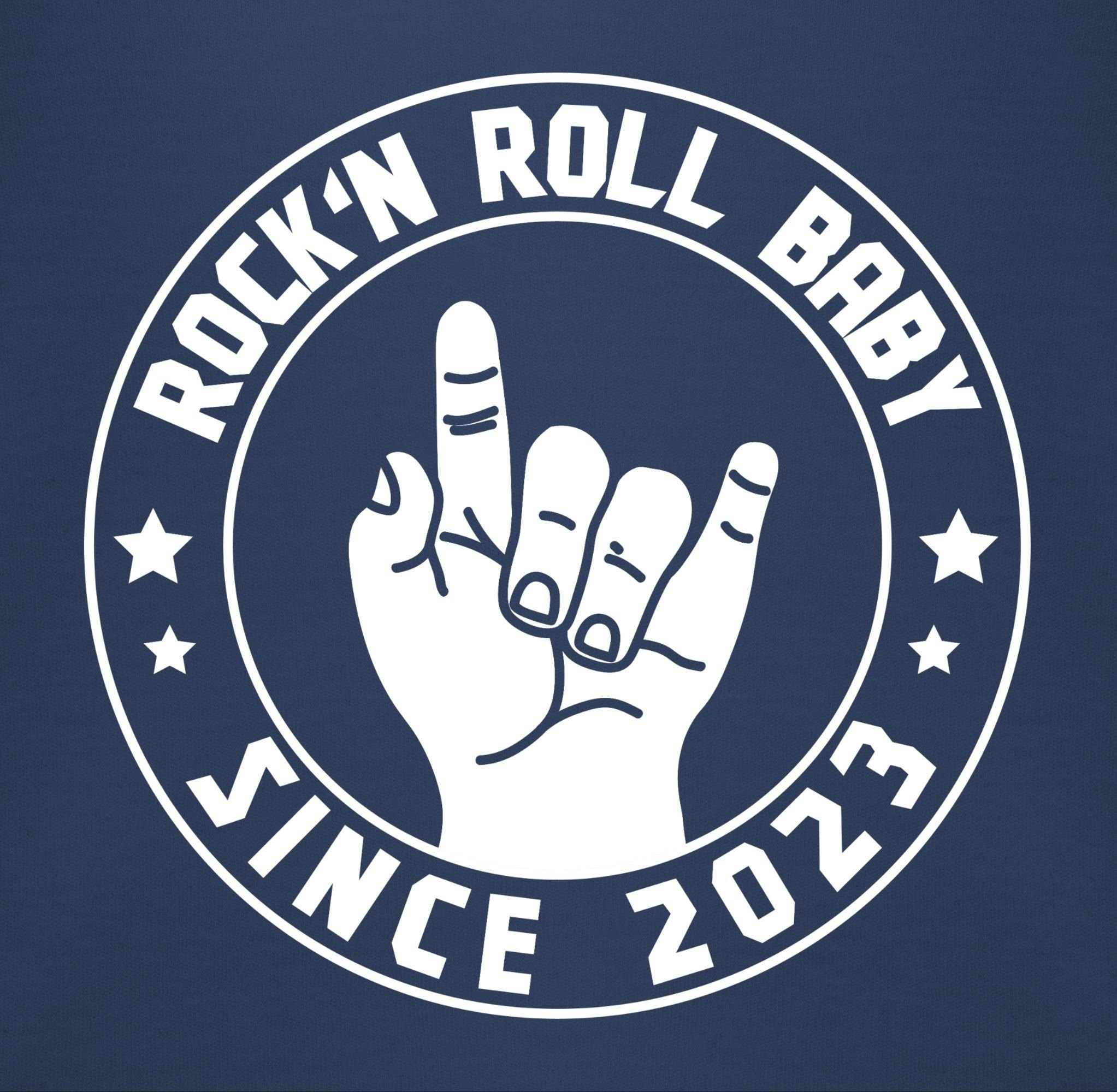 Shirtracer Navy Roll Lätzchen Sprüche Rock'n Baby Blau since Baby 2023, 3