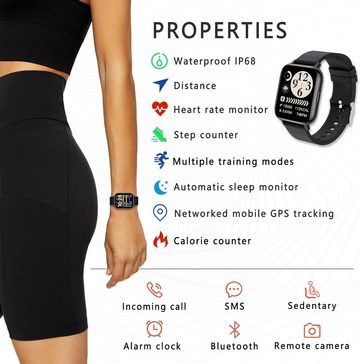 SUPBRO Smartwatch (1,69 Zoll, Android iOS), Fitness Tracker IP68 Wasserdicht mit Pulsmesser Schlafmonitor Sportuhr