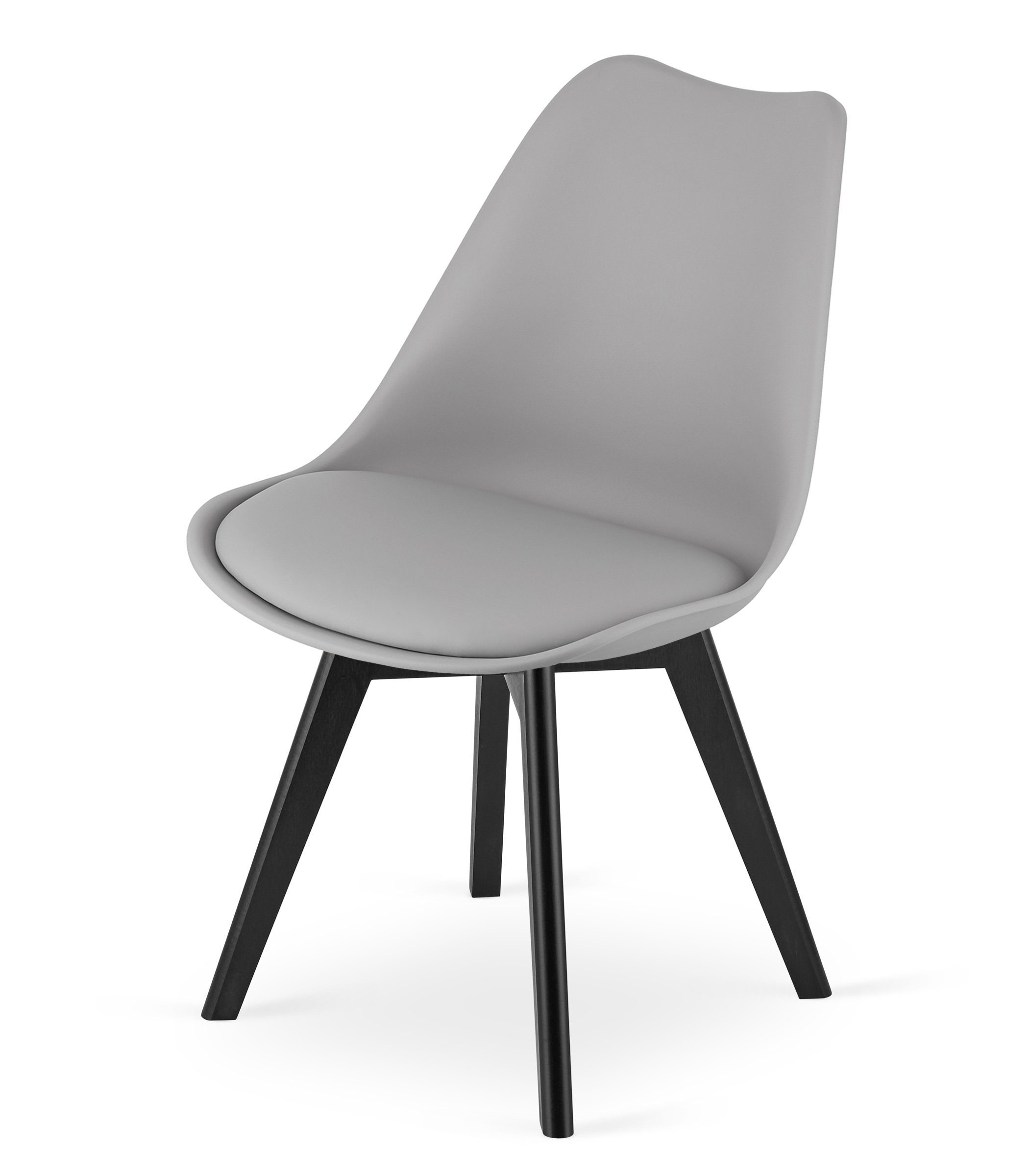 Home Collective Esszimmerstuhl Stuhl in insgesamt 11 Farben, Wohnzimmerstuhl, bequem und stabil (1 St), Schalenstuhl, 1x grau mit Vollholzbeinen in schwarz schwarz | grau