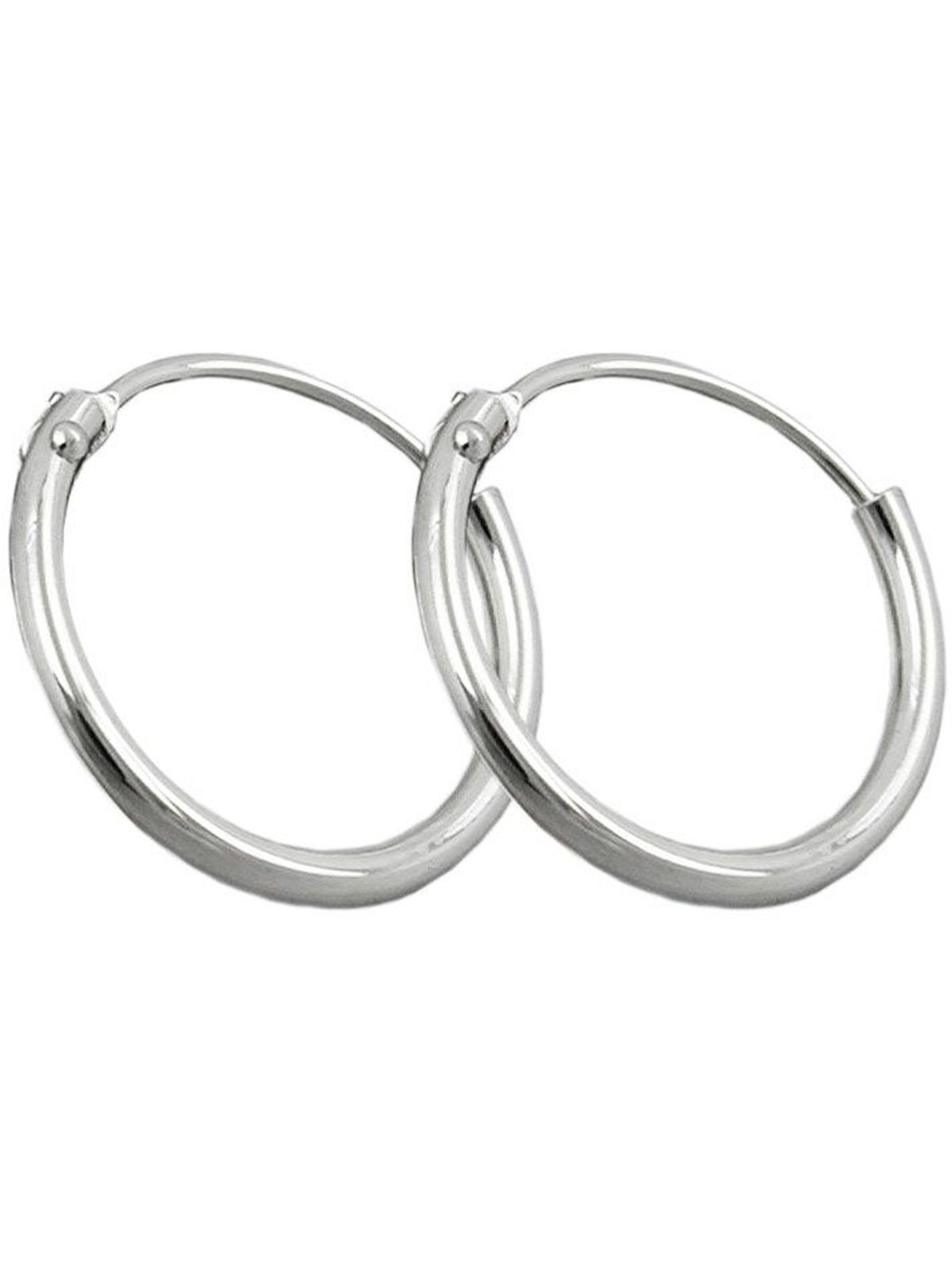 Gallay Paar Creolen 13mm Drahtcreole mit Steckverschluss glänzend Silber 925 (1-tlg)