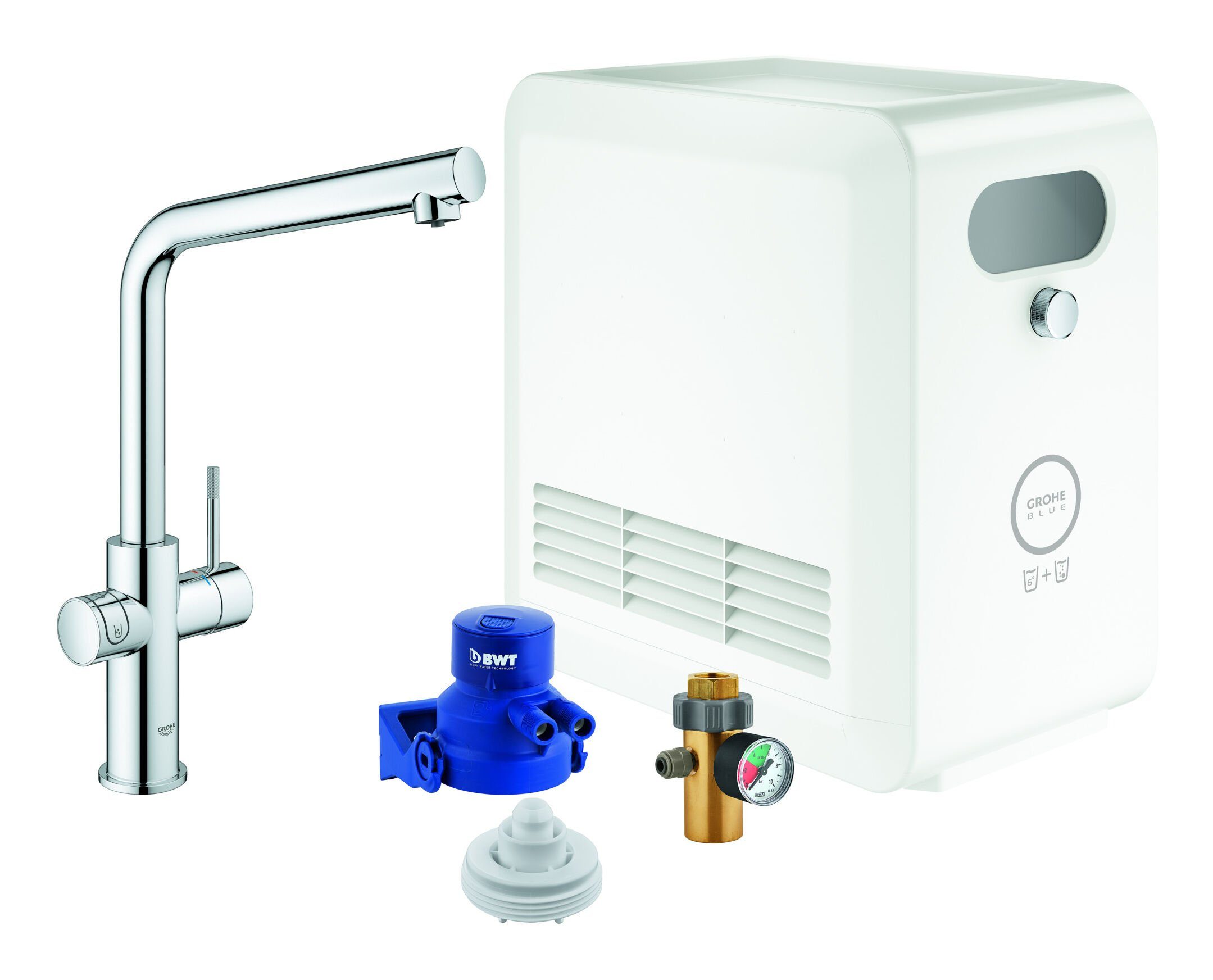 Grohe Küchenarmatur Blue Professional Starterkit Spültischarmatur mit L-Auslauf
