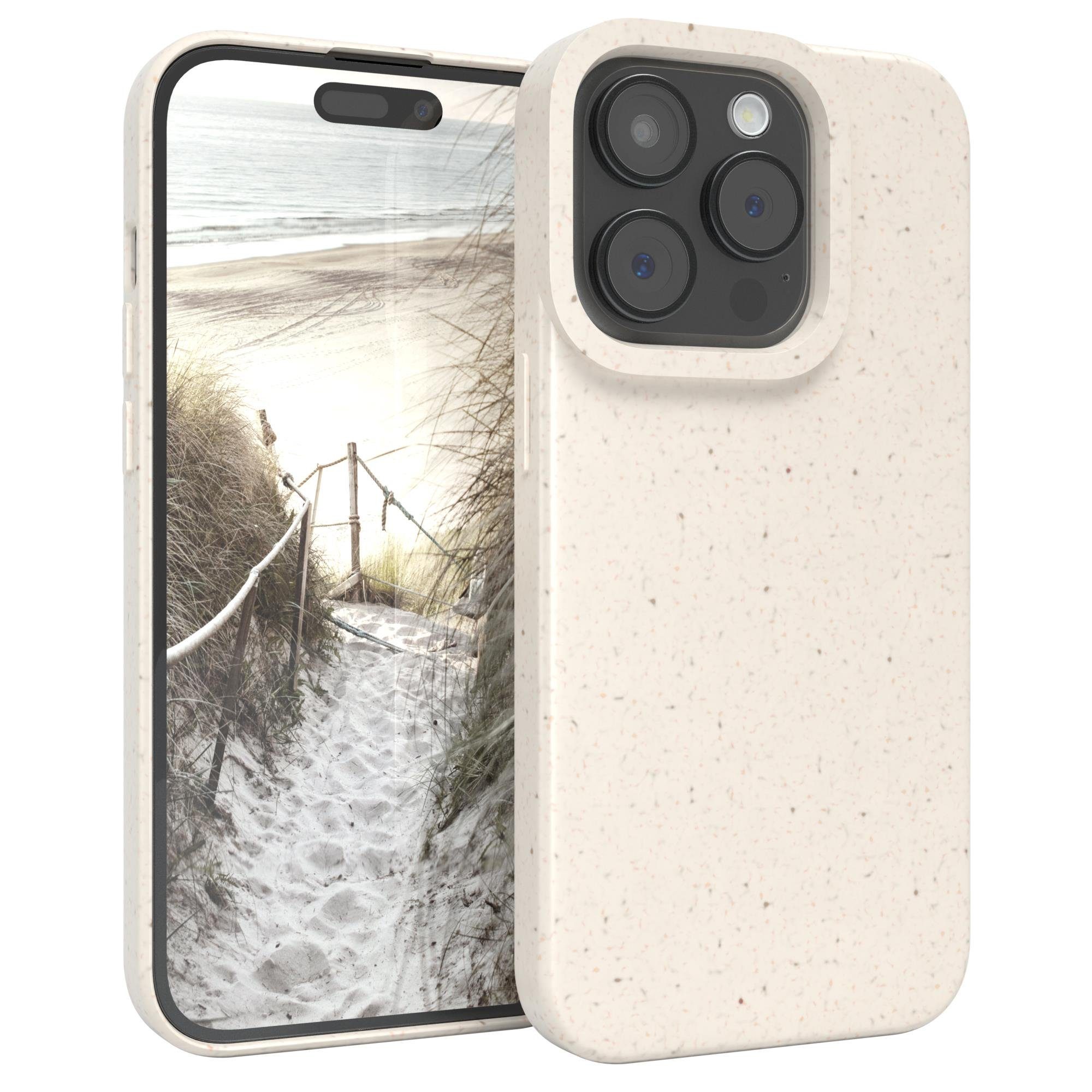 EAZY CASE Handyhülle Bio Case für Apple iPhone 15 Pro 6,1 Zoll, Schutzhülle biologisch abbaubar Handyschale passgenau tpu Alt Weiß