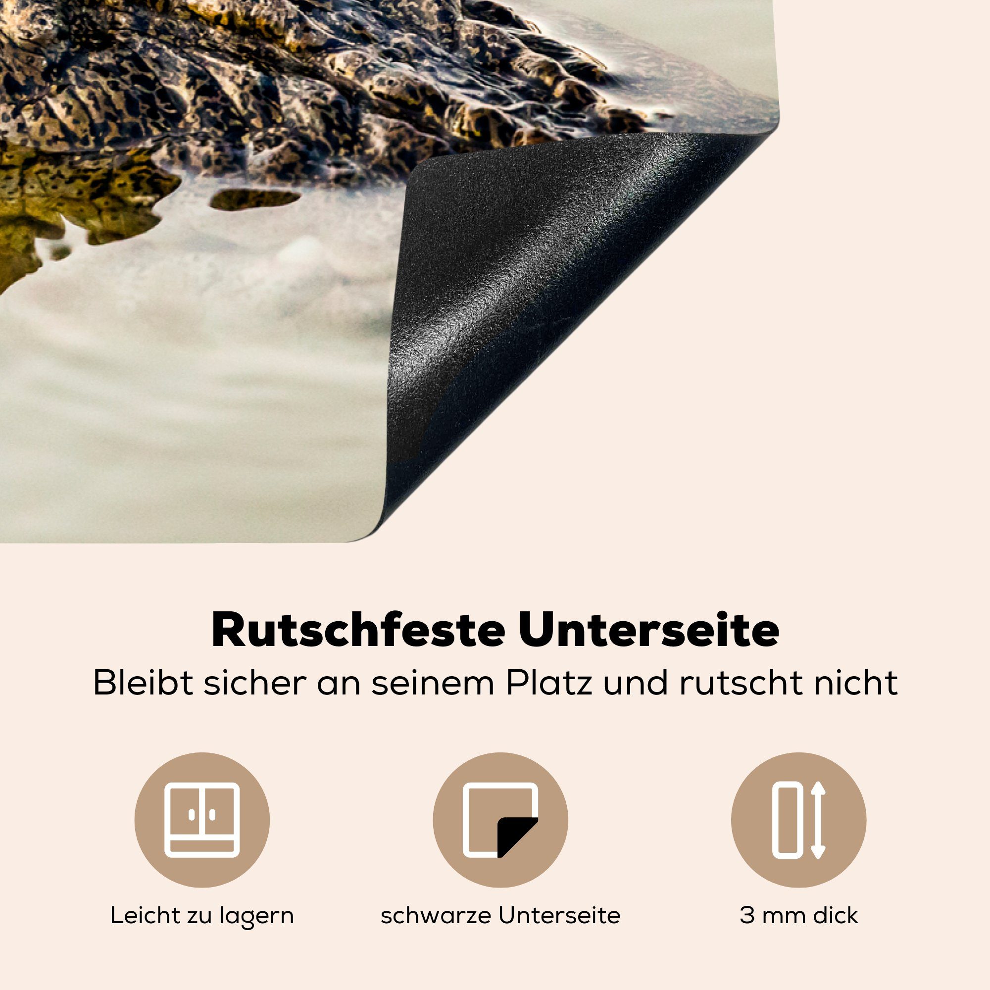 cm, für die Ceranfeldabdeckung Vinyl, küche, MuchoWow tlg), 81x52 (1 Krokodil Induktionskochfeld Schutz - Wasser, Reptilien - Herdblende-/Abdeckplatte