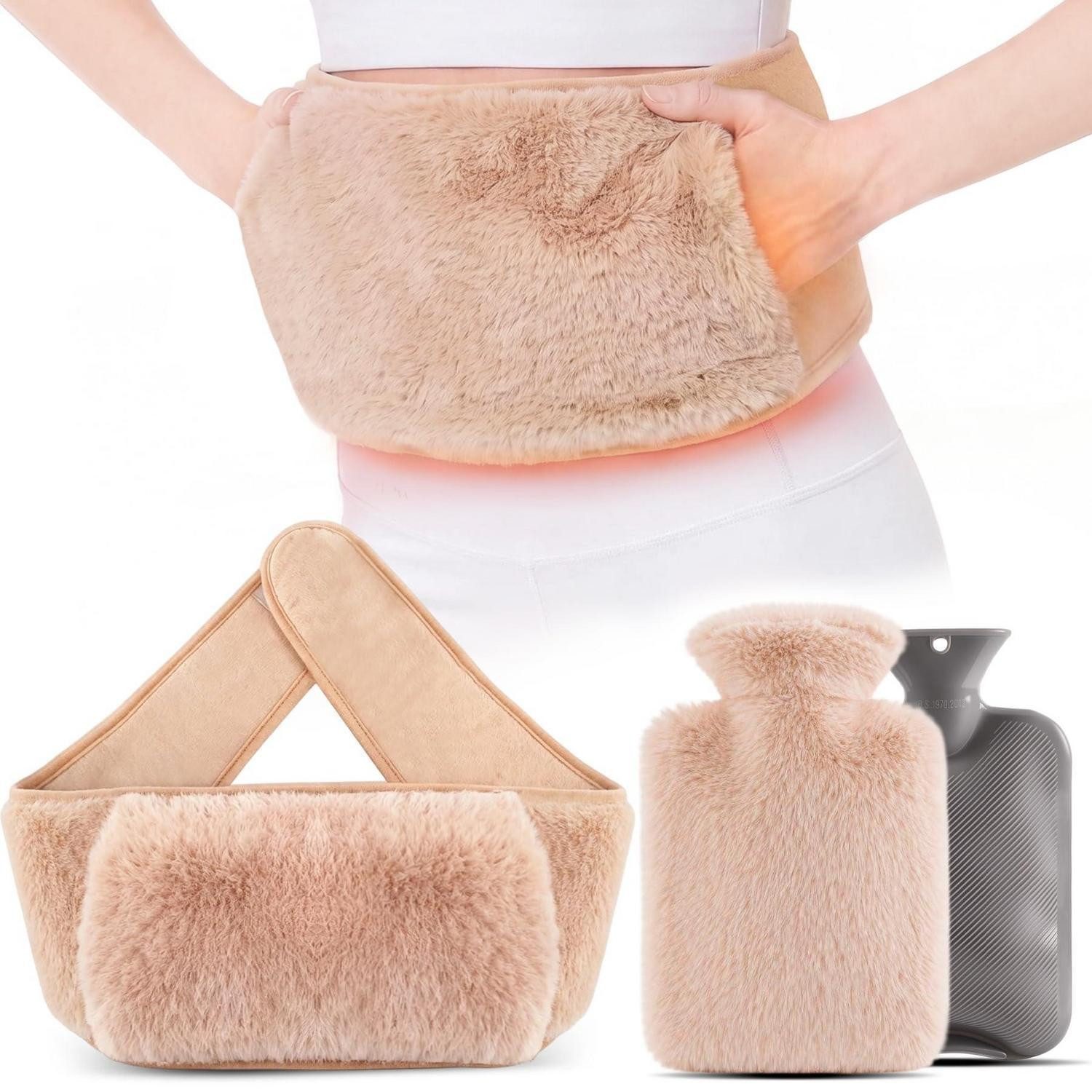 LuxusKollektion Thermo-Gurt Wärmflaschengürtel 3in1 mit Plüsch