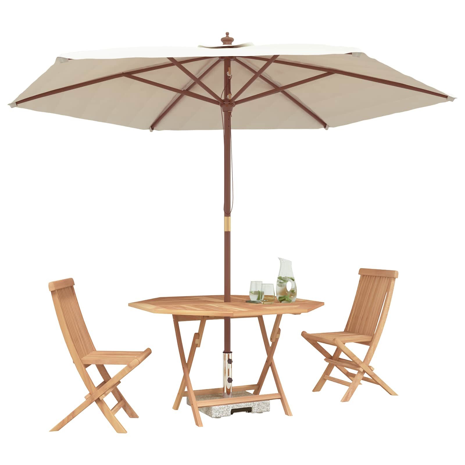 vidaXL Gartenlounge-Set Garten Bistro Set 3 Stk. Natur Massivholz, (3-tlg)