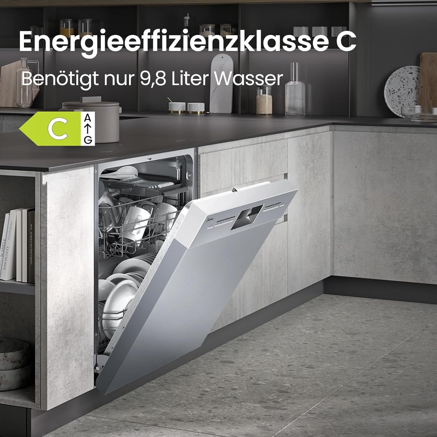 Midea Standgeschirrspüler SU 5.35X14CS, 14 Maßgedecke