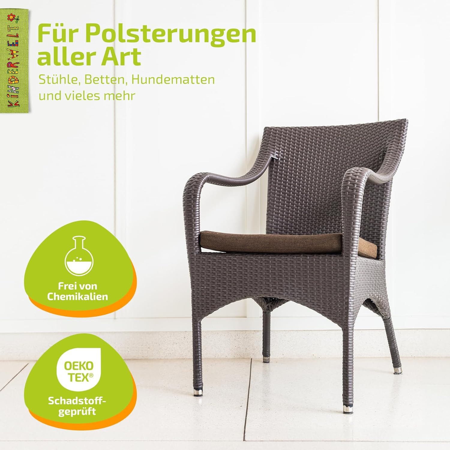 KiNDERWELT Polsterauflage 1 x Polster Schaumstoffplatte 90 x 40 x 6 cm, lässt sich problemlos zuschneiden (Cuttermesser, Tepichmesser) – Bild 5 von 5