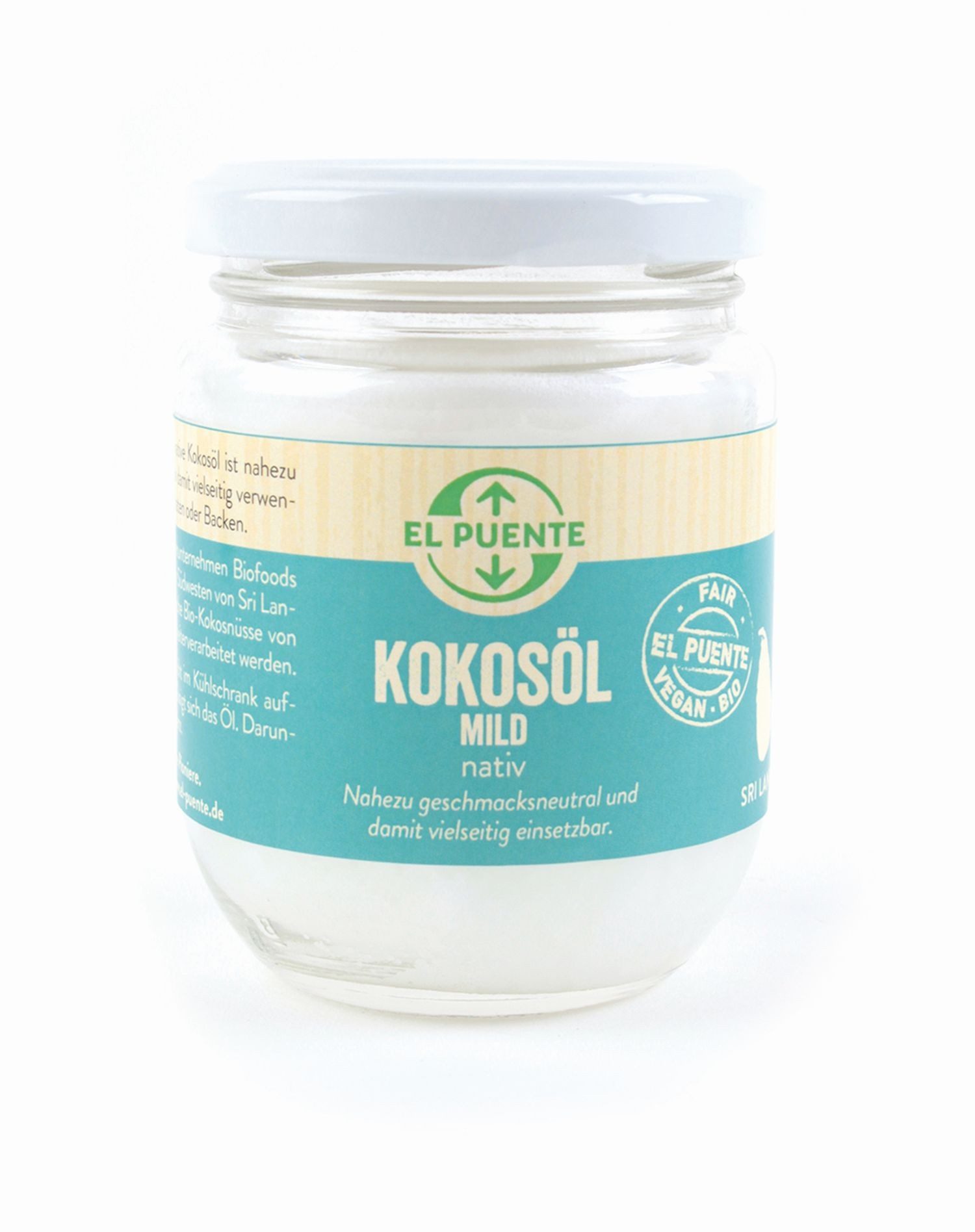 El Puente Speiseöl Bio-Kokosöl mild nativ, Fair Trade, Vegan, Bio, Glutenfrei, Fair Trade