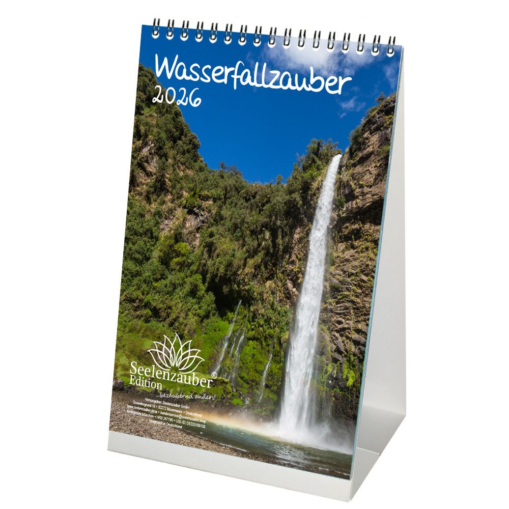 Seelenzauber Tischkalender Wasserfallzauber DIN A5 Tischkalender für 2026 Wasserfall Wasserfälle