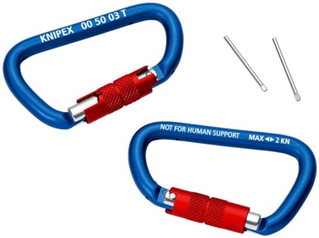 L.81mm m.Schraubverschluss Karabiner Materialkarabiner blau Karabin Knipex besch.KNIPEX