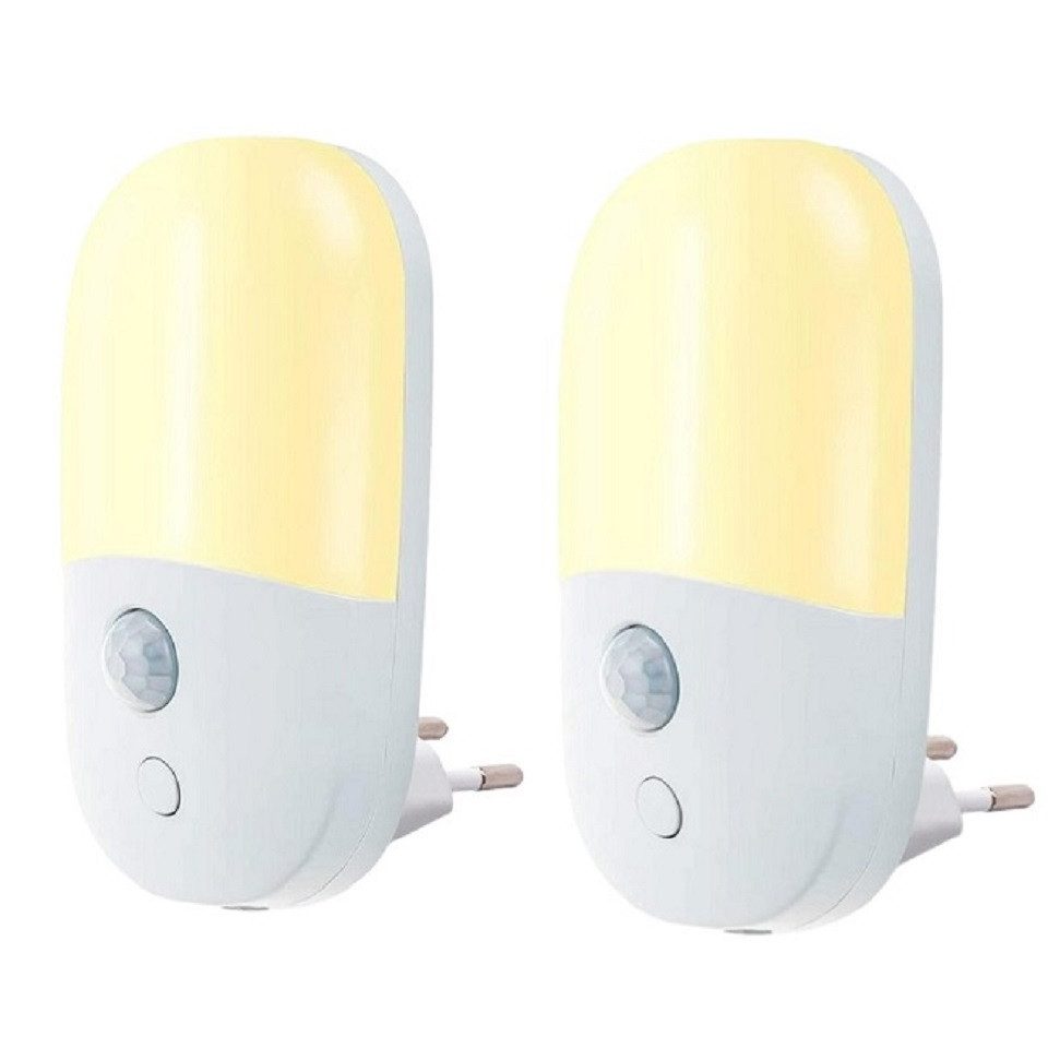 Tukrool LED Nachtlicht Nachtlicht steckdosen mit Bewegungsmelder 2 Stück, warmweiß, Helligkeit einstellbar,Treppe,Schlafzimmer,Kinderzimmer