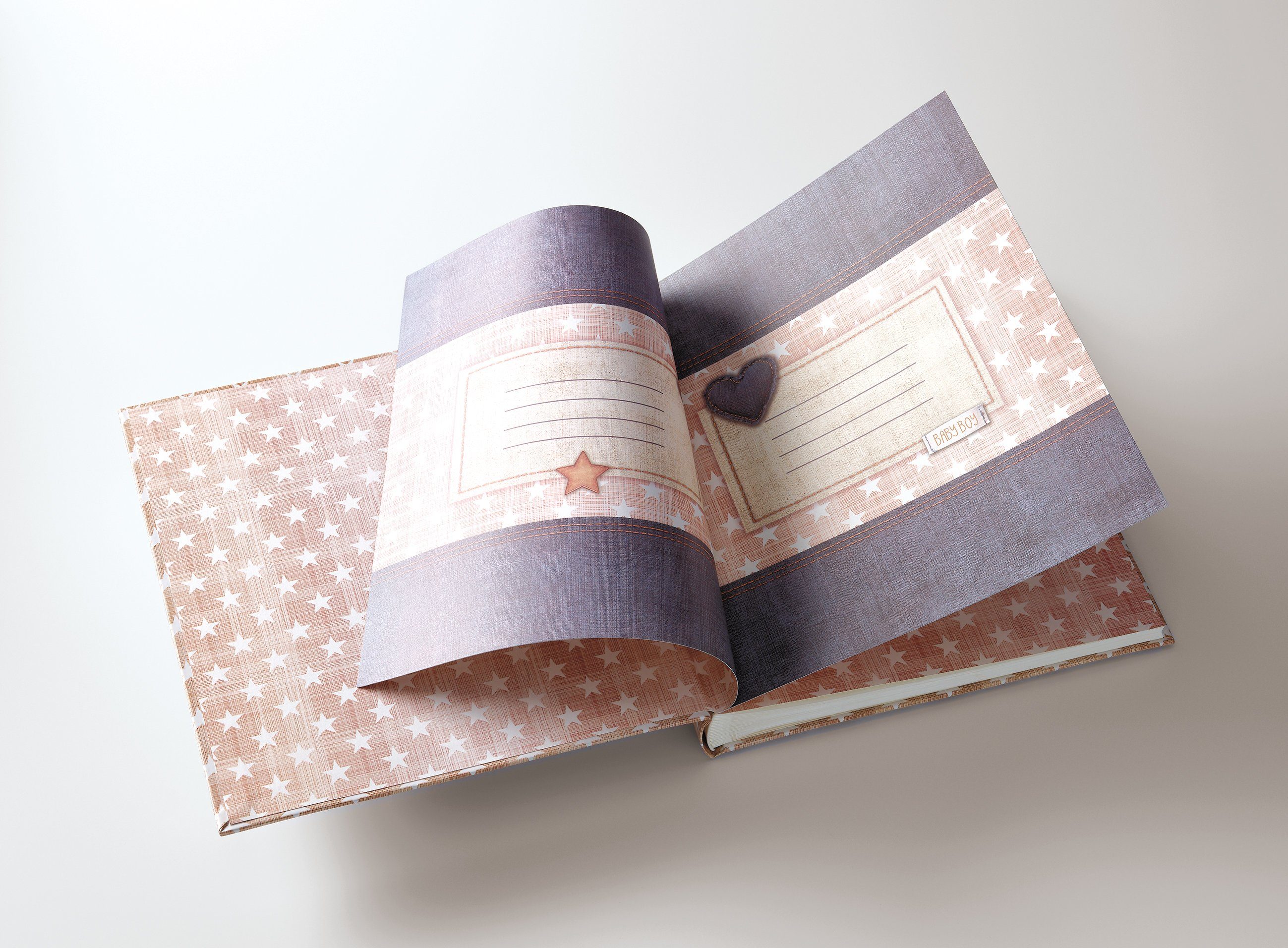 Walther Design Fotoalbum Babalben Little Baby Boy & Girl, buchgebundenes Babyalbum, laminierter Kunstdruckeinband