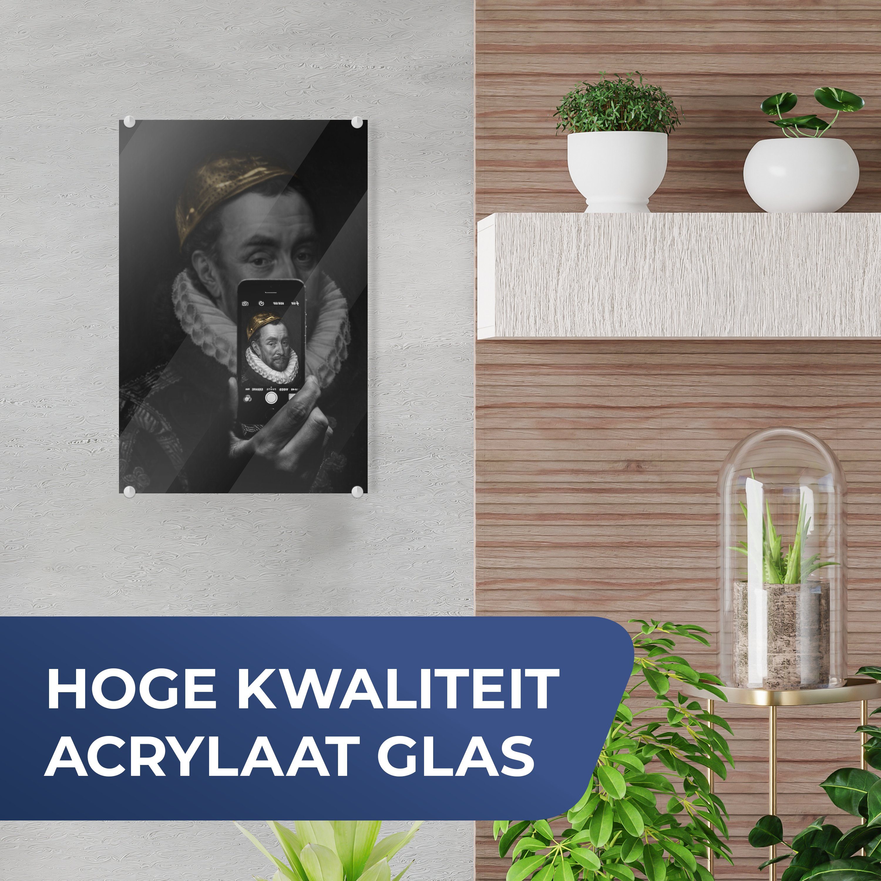 (1 - - auf Acrylglasbild von - Glasbilder Wandbild MuchoWow Smartphone, Glas - Foto Oranien Glas Wanddekoration Thomasz - Bilder auf Wilhelm St), Adriaen bunt