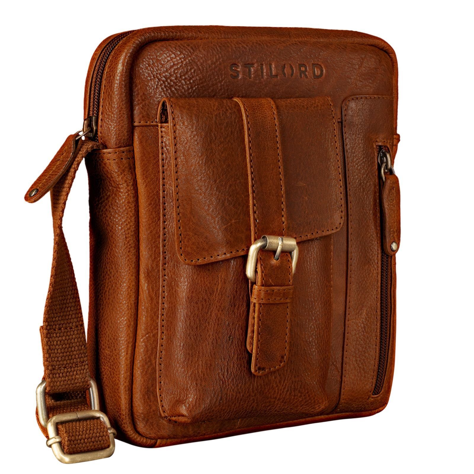 STILORD Messenger Bag Umhängetasche - texas Herren klein braun "Kendrick" Leder