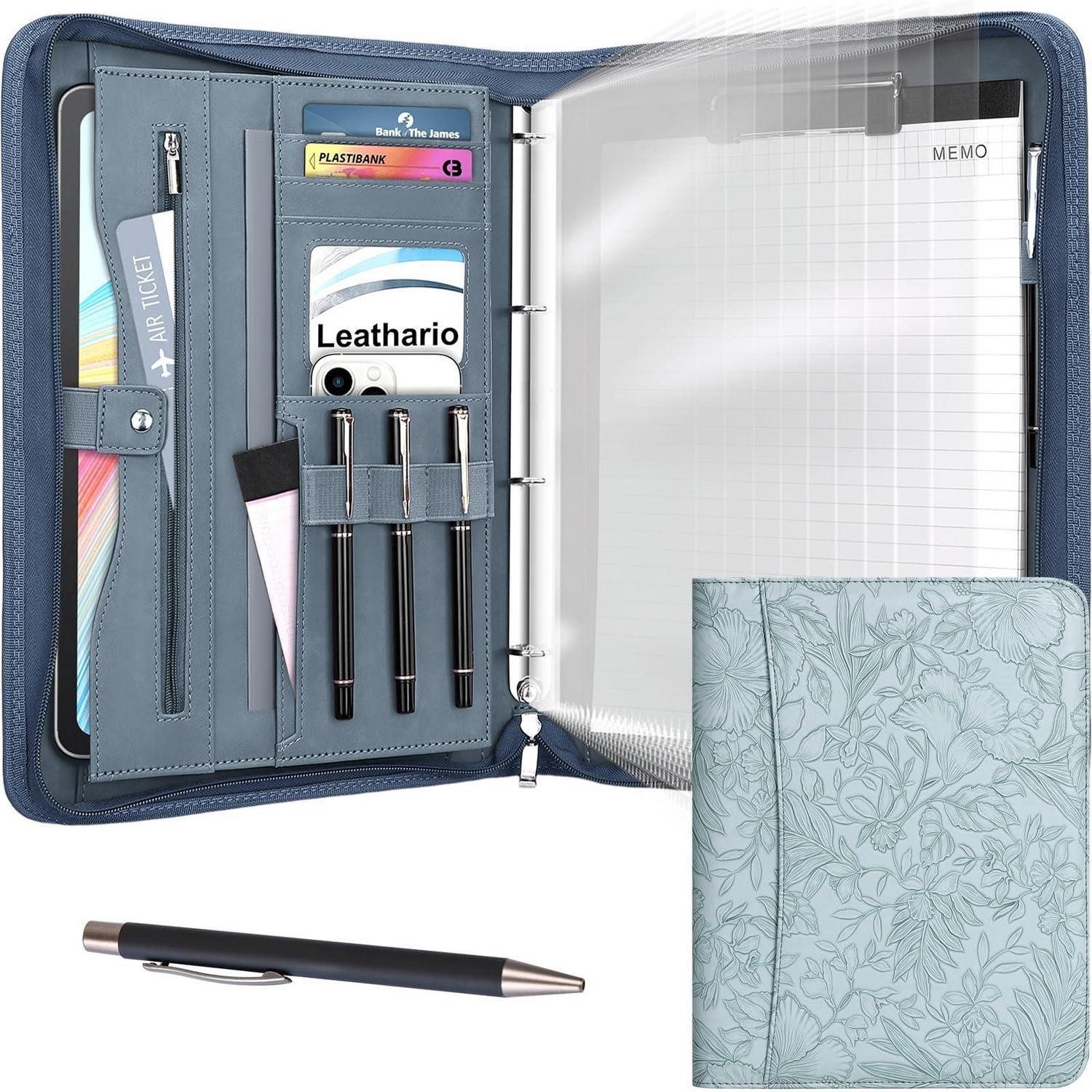 LuxusKollektion Schreibmappe Schreibmappe A4 Ringbuch mit Reißverschluss Blau (1-St)
