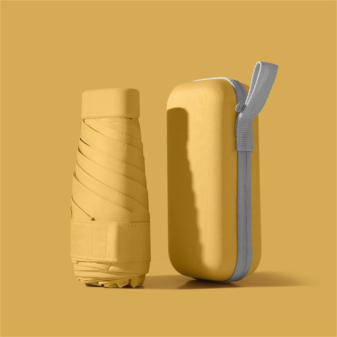 YOOdy~ Taschenregenschirm Mini Regenschirm sonnenschirm winzig klein für unterwegs Sonnenschutz Zitronengelb
