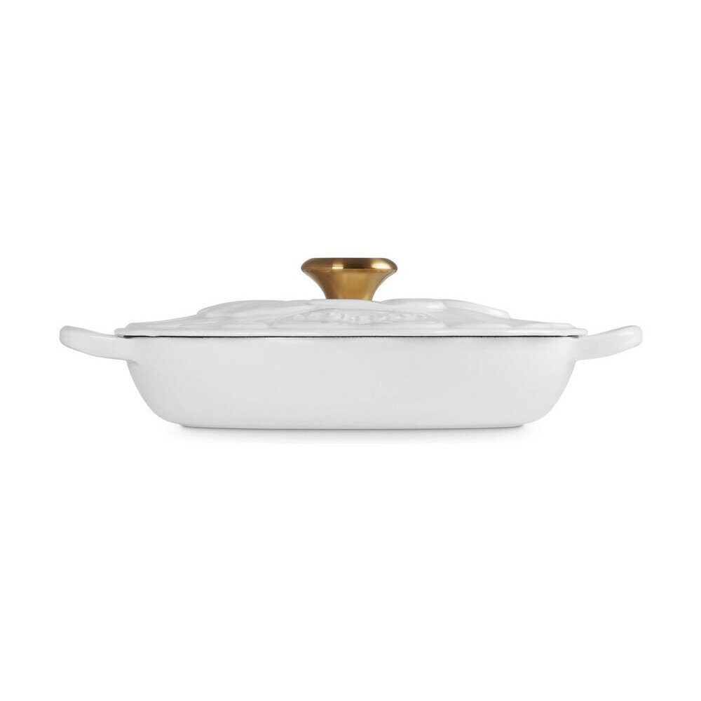 LE CREUSET Kochtopf Gourmet-Profitopf Blume 26 cm Weiß, Gusseisen, Gourmet-Profitopf Blume, Ø26cm, Gusseisen, Weiß