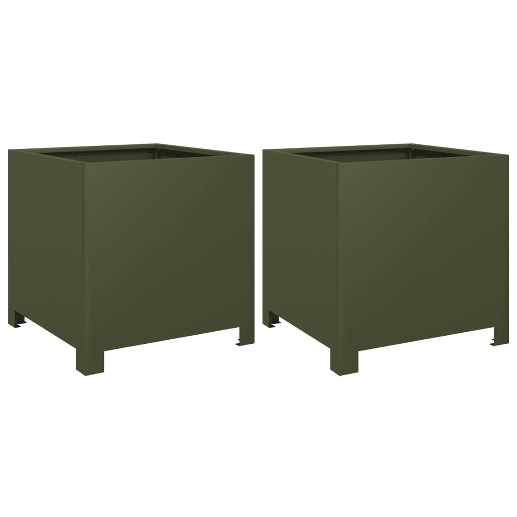 vidaXL Blumentopf Pflanzkübel 2 Stk. Olivgrün günstig online kaufen