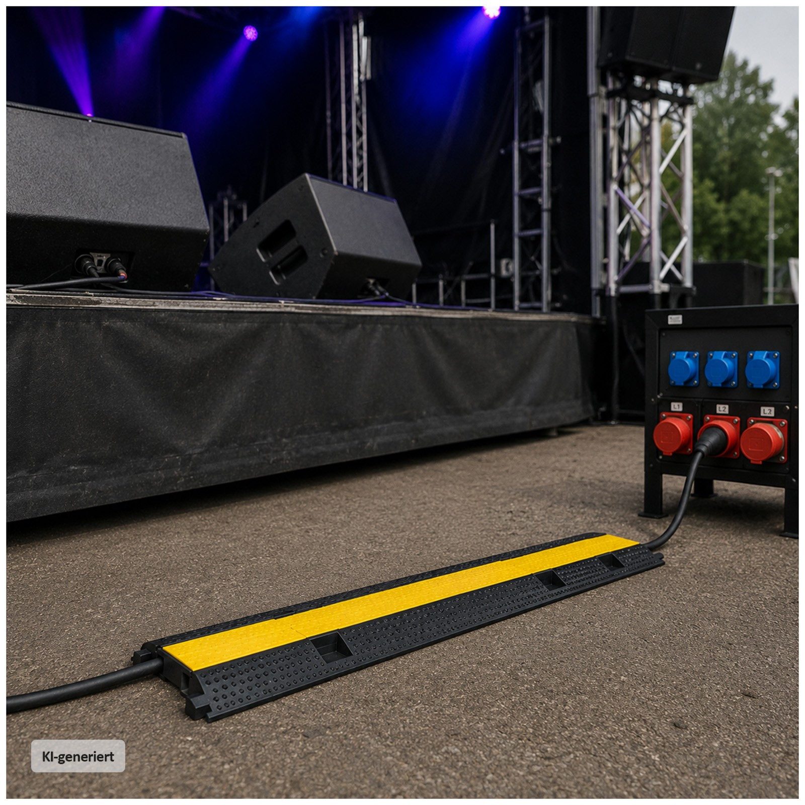 HTI-Living Garage Kabelschutzbrücke Gelb Schwarz 96 cm mit 2 Kabelkanälen Überfahrschutz (1 Stück) – Bild 2 von 4