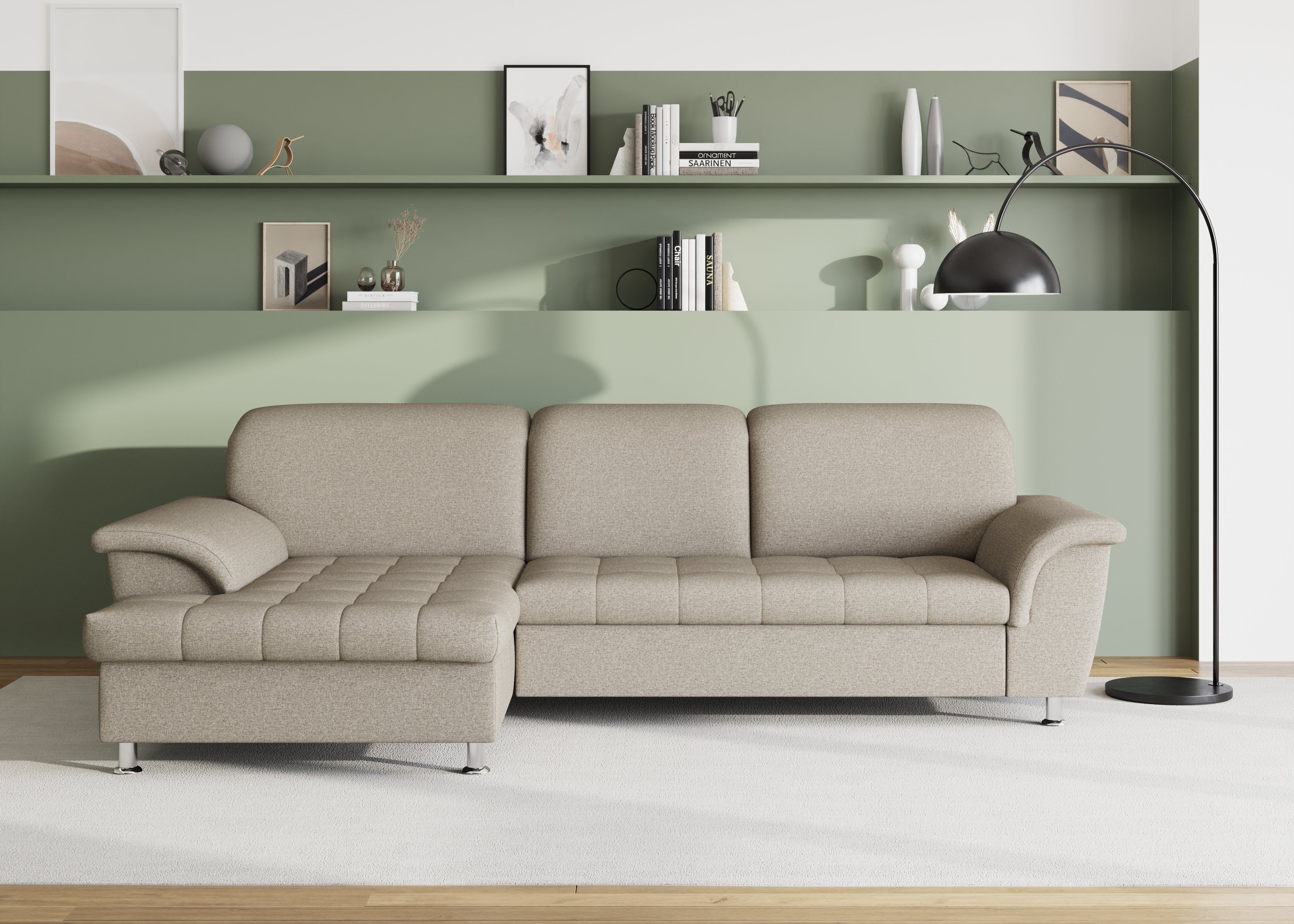 DOMO collection Ecksofa Franzi, wahlweise mit Bettfunktion, Bettkasten und Kopfteilverstellung