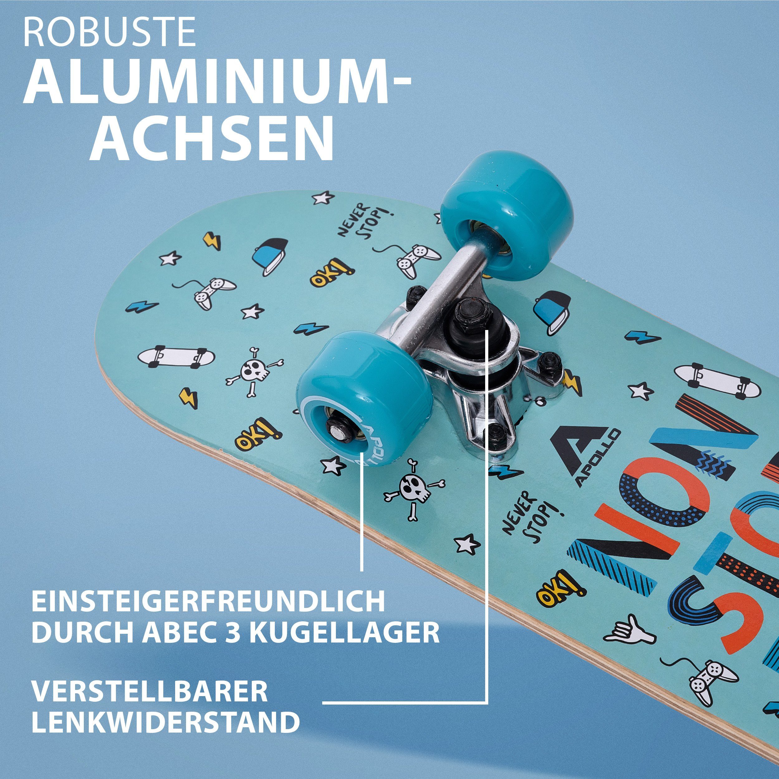 Apollo Skateboard Kinderskateboard 24" Kinder, Longboard, ABEC 3 und Aluminium Achsen