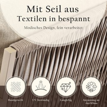 Merax Gartenlounge-Set für 4 Personen mit Stahlrahmen, (4-tlg., 1 2-Sitzer, 2 Sessel, 1 Couchtisch), Gartenmöbel Set Rope Seil Geflecht, Loungeset, Sitzgruppe