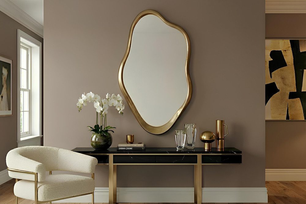riess-ambiente Wandspiegel EMBER 100cm gold – organische Form, variabel aufhängbar, dekorativ (Einzelartikel, 1-St), große Spiegelfläche – ideal für hellere Räume und stilvolle Highlights