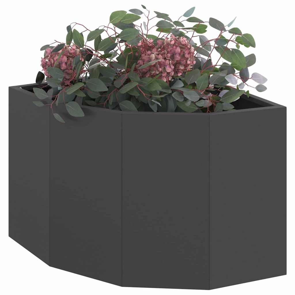 vidaXL Blumentopf Eckpflanzer Schwarz 45 x 45 x 35 cm Stahl (1 St)
