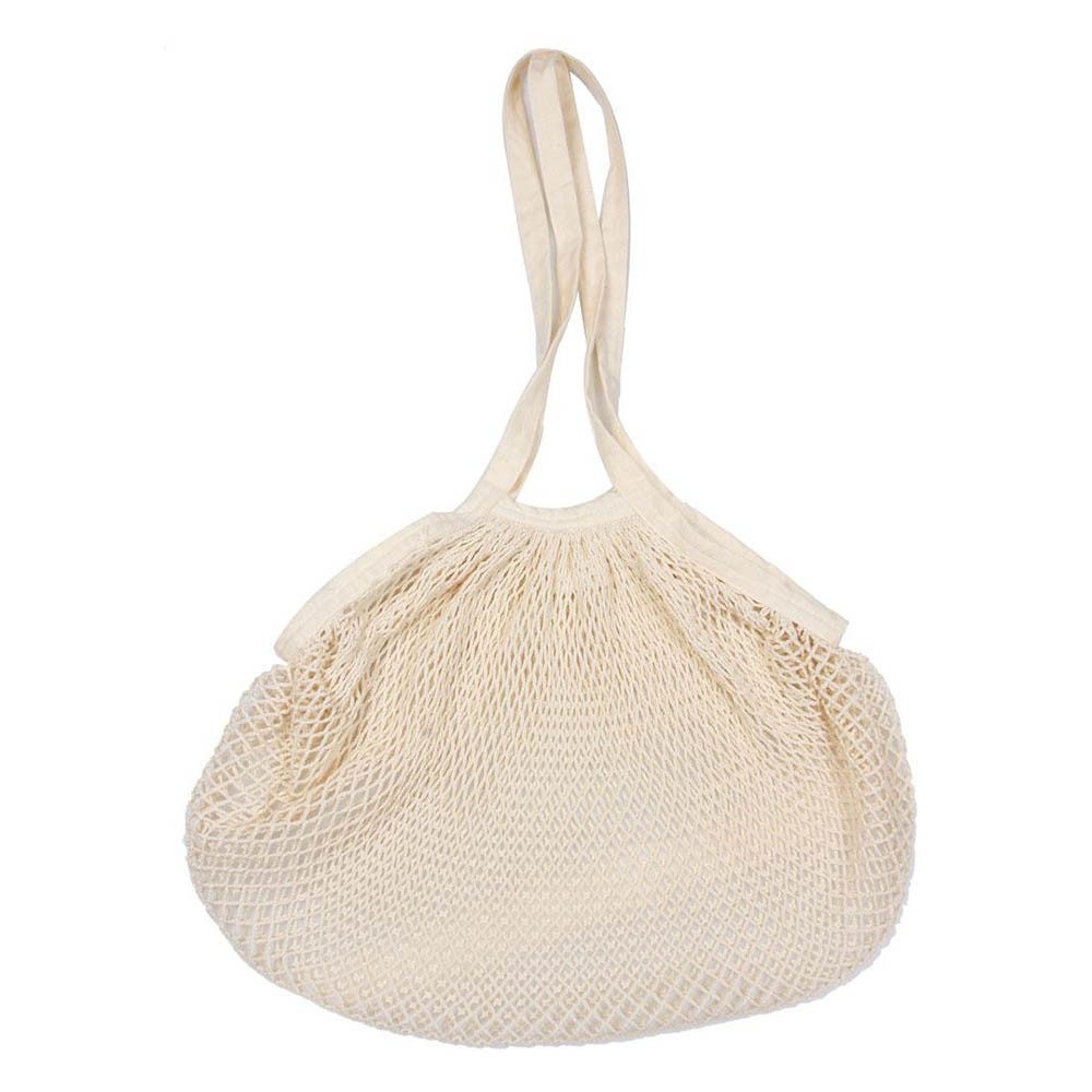 ecodis Einkaufsbeutel Baumwollnetz - langer Griff weiß, natur