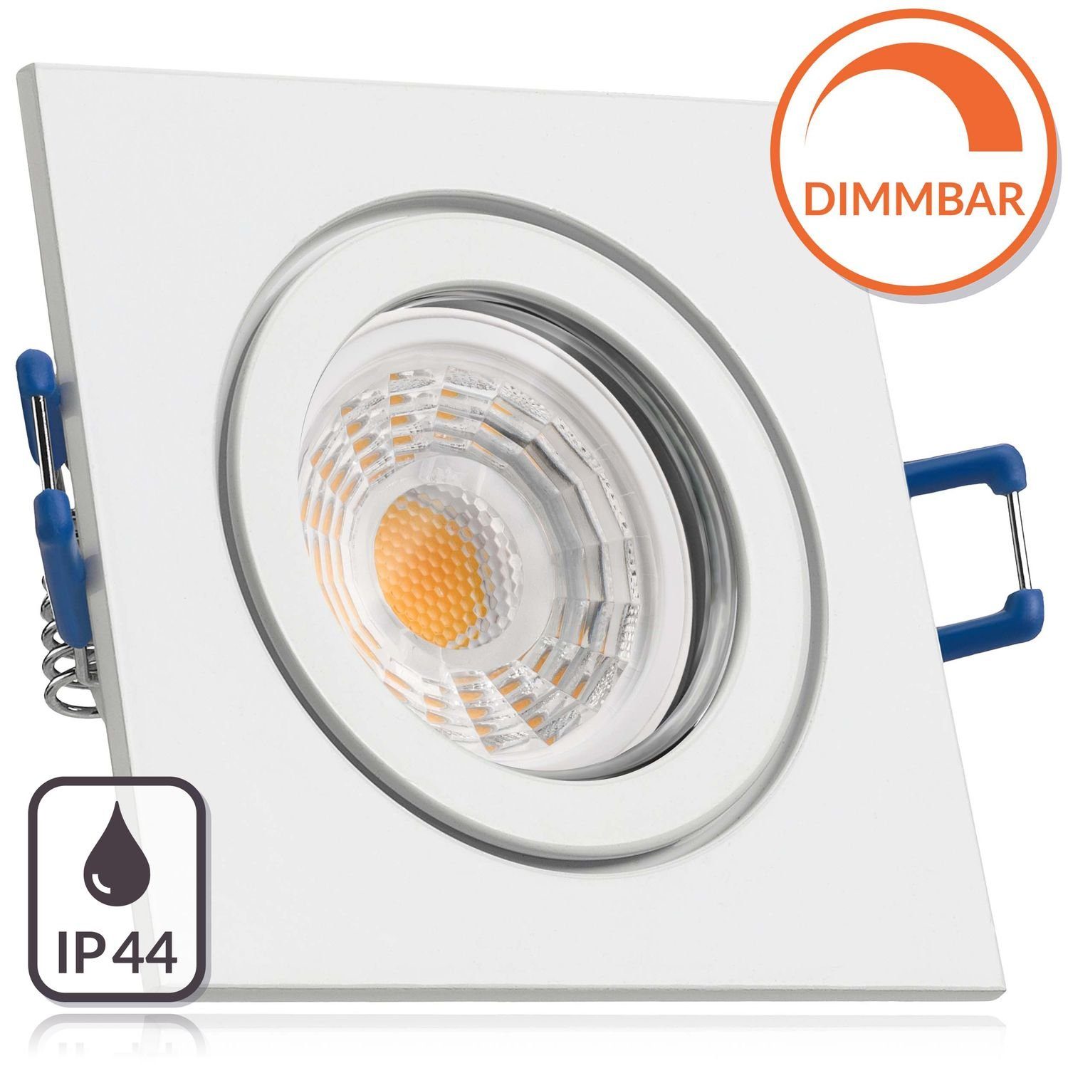LEDANDO LED Einbaustrahler IP44 LED Einbaustrahler Set Weiß mit LED GU10 Markenstrahler von LEDAN