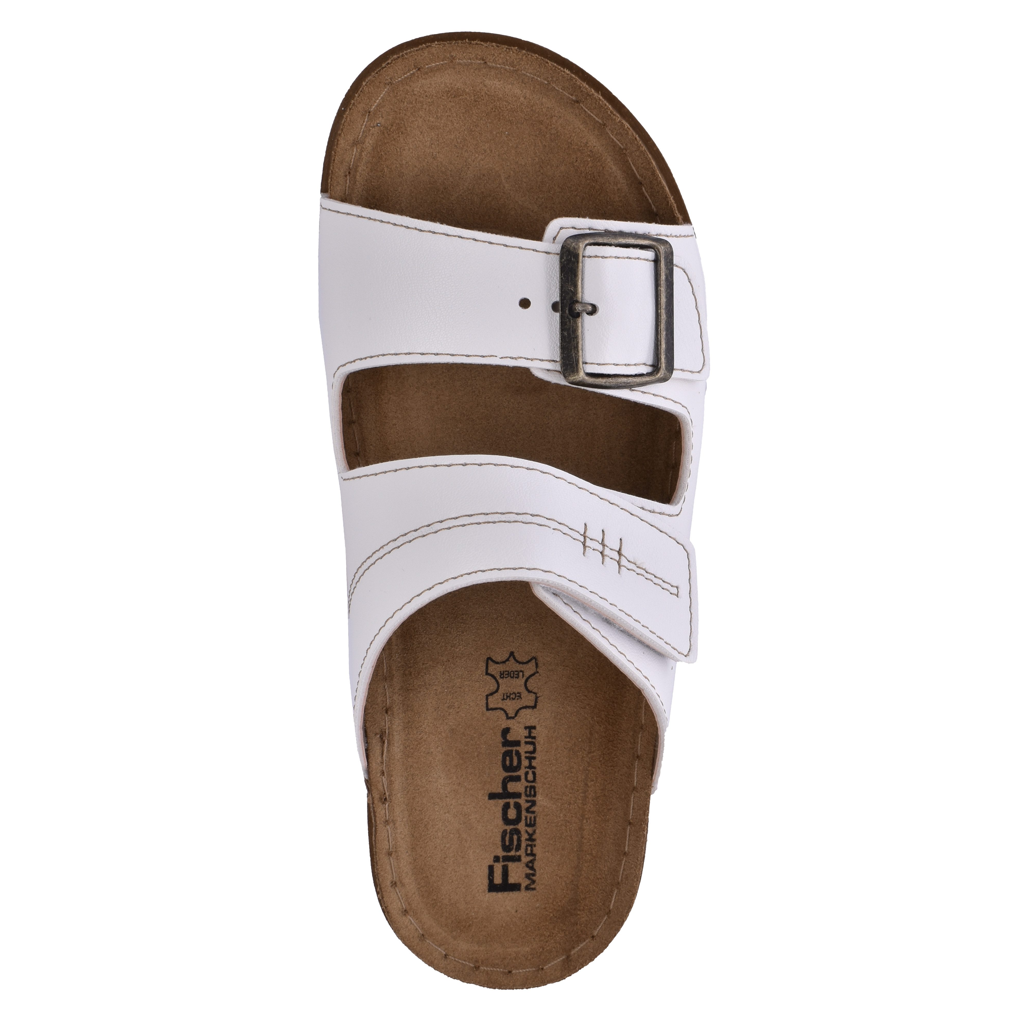 Fischer-Markenschuh Sarah Pantolette aus Nappalino (Lederimitat), mit Fleecefutter, gepolstertes Lederfußbett