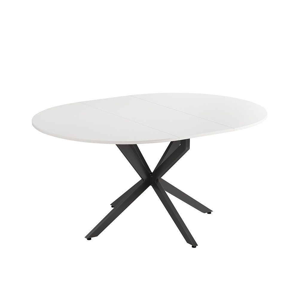 Vicco Esstisch Loyd, Weiß/Schwarz/Schwarz, 120 x 76.5 cm ausziehbar günstig online kaufen