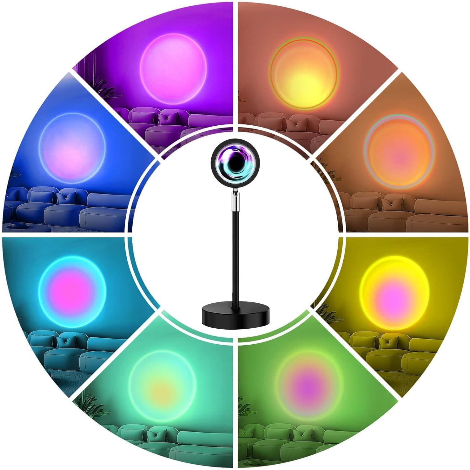 Ophy LED Nachtlicht LED Sonnenuntergang-Licht mit App-Steuerung – 16 Farben wechselnd, Projektor, Regenbogen-Effekt, perfekt für Raumfotografie & Partys