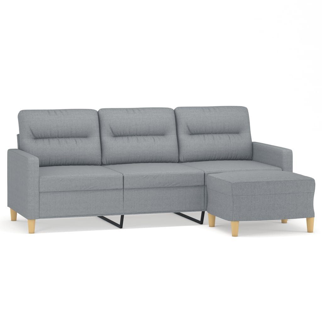 DOTMALL Sofa Gruppe Ecksofa, 3-Sitzer-Sofa mit Hocker,Robuster und stabiler Rahmen Hellgrau