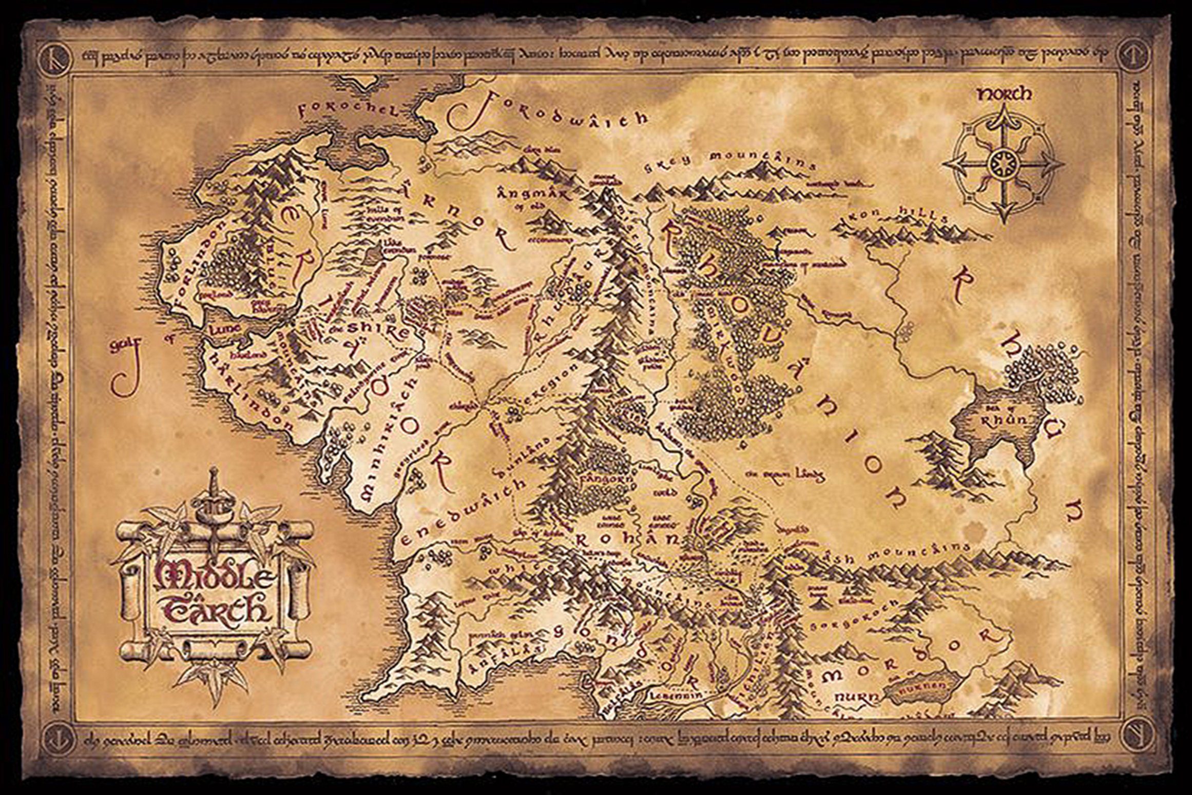 GB eye Poster Herr der Ringe Poster Karte von Mittelerde (Dark) 91,5 x 61 günstig online kaufen